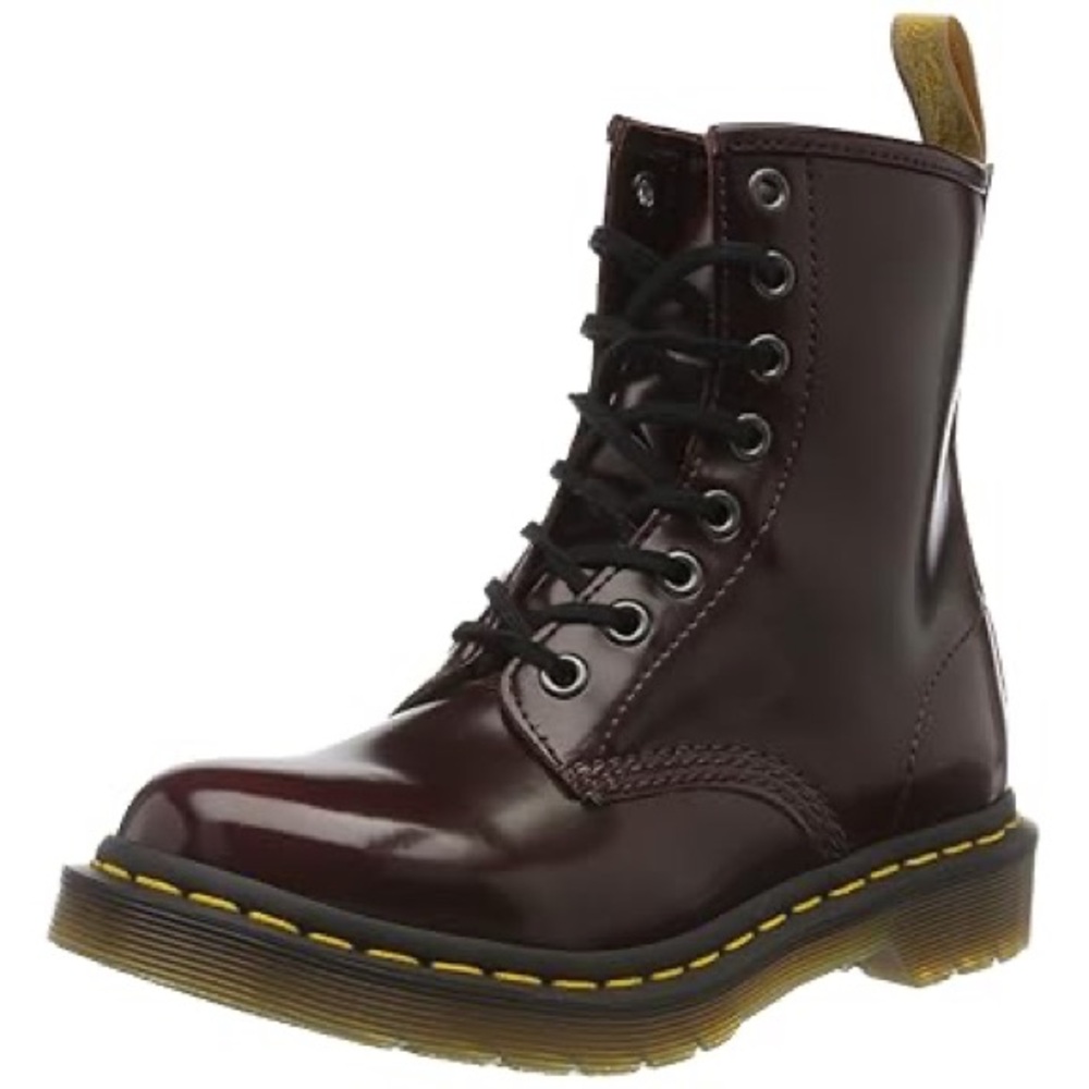 New Dr. Martens Women's bovver Boots, Burgundy Size 7 - Picture 2 of 10